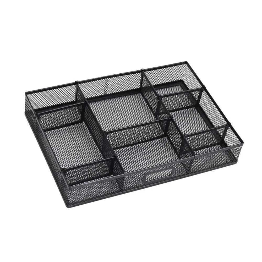 organisateur noir maillé moderne compartiments multiple rangement amovible stylos clips postits crayons