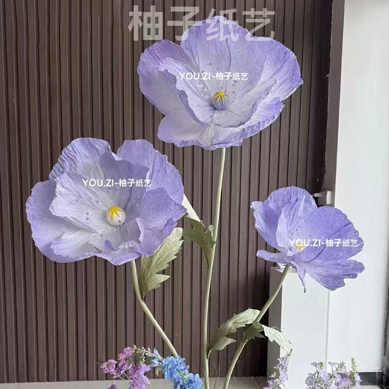 décoration mariage fleurs artificielles papier bleu rose violet jaune extérieur champêtre