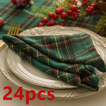 serviettes table carreaux écossais arbre noël étoile bois rouge vert classiques pack 12 24