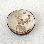 bol décoratif coquille coco artisanal mosaïque bois rangement bijoux clés maison