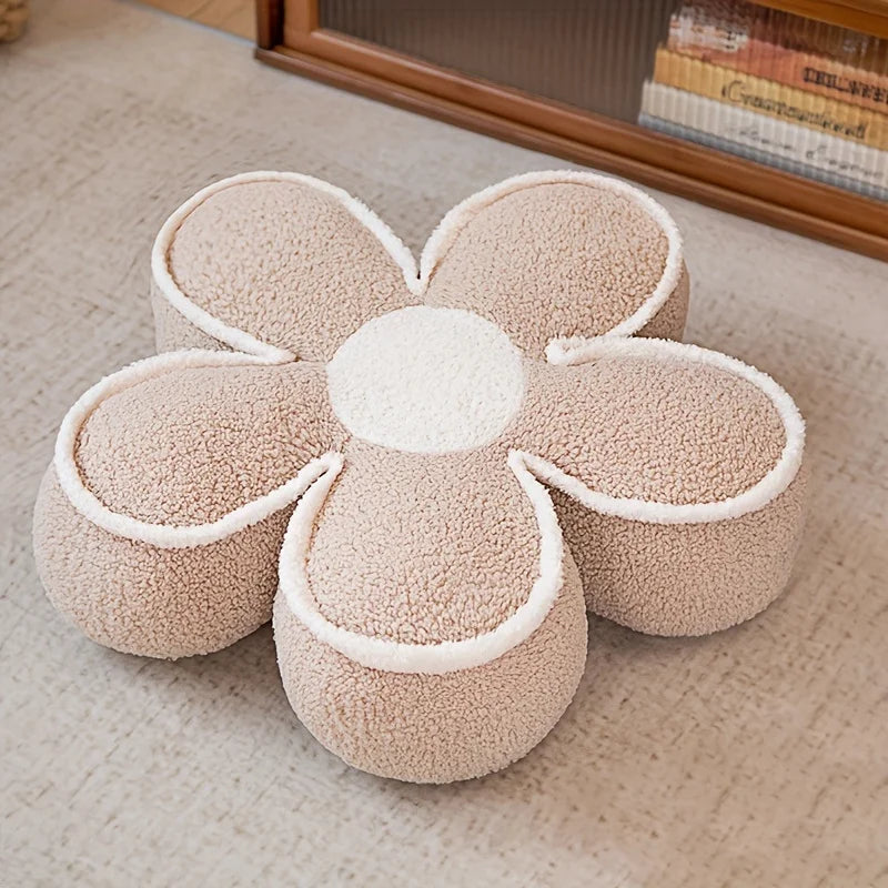 coussin sol fleurs orange rose beige blanc moderne confortable 50cm