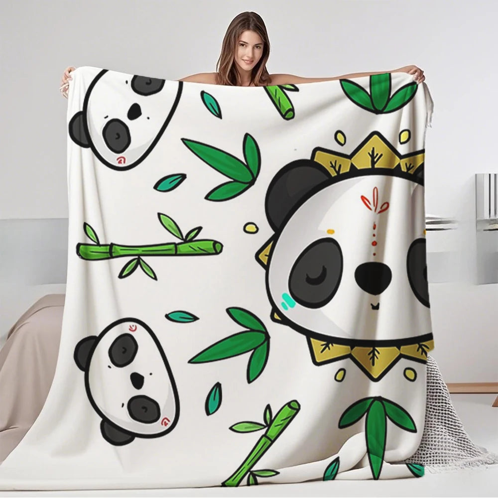 Housse de couette en flanelle Panda Mandala douce sur un lit