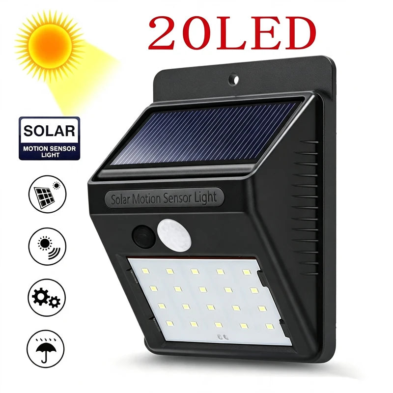lampe solaire détecteur mouvement 100 led ip65 moderne fixation muraleextérieur jardin garage