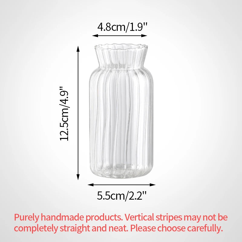 vases transparents moderne rayures verticales fleurs artificielles minimaliste verre deco table salon