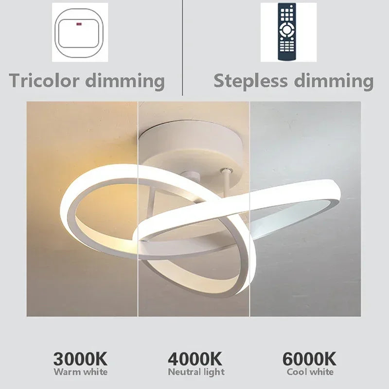 plafonniers modernes led surface montés modes éclairage noir or argent minimalistes télécommande