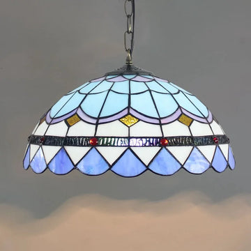 Lampe suspendue Tiffany mosaïque fleurs multicolore opacité chaîne salon chambre