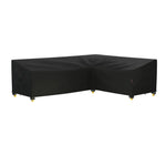 Housse protection canapé d'angle noir tissu oxford revêtement pvc boucles ajustables imperméable intempéries moderne