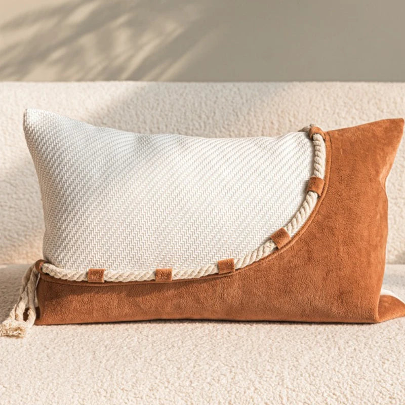taies d'oreiller géométriques polyester doux moderne beige blanc maison hospitalière