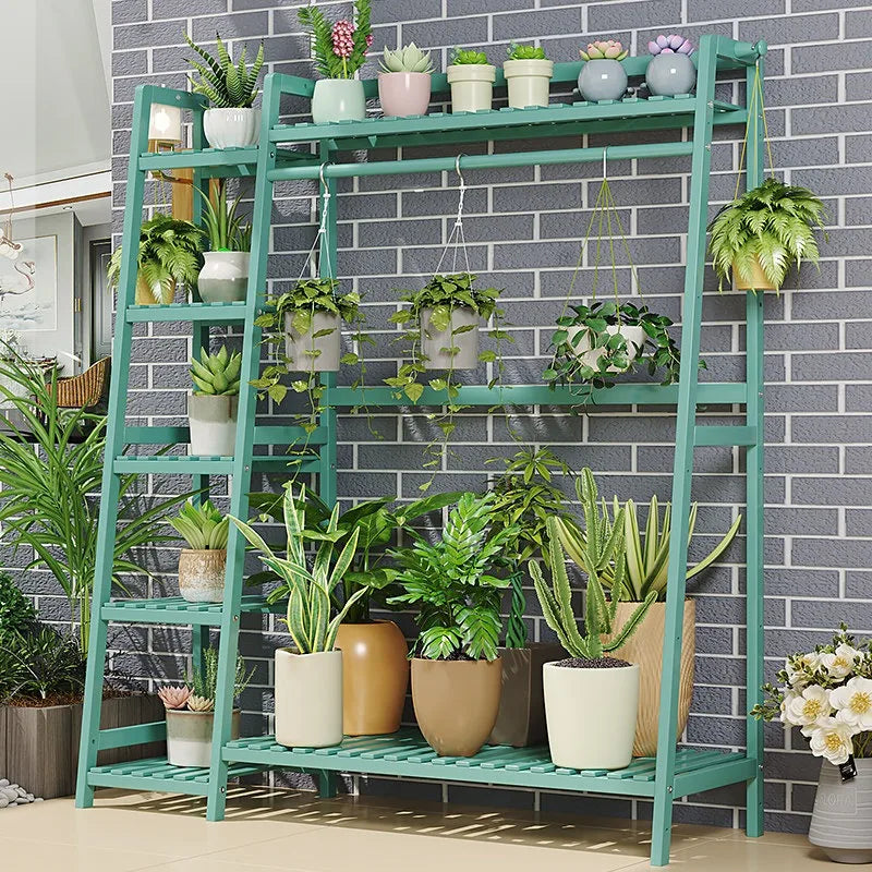 étagère plantes bois naturel moderne vis fixations pots différents 80cm largeur
