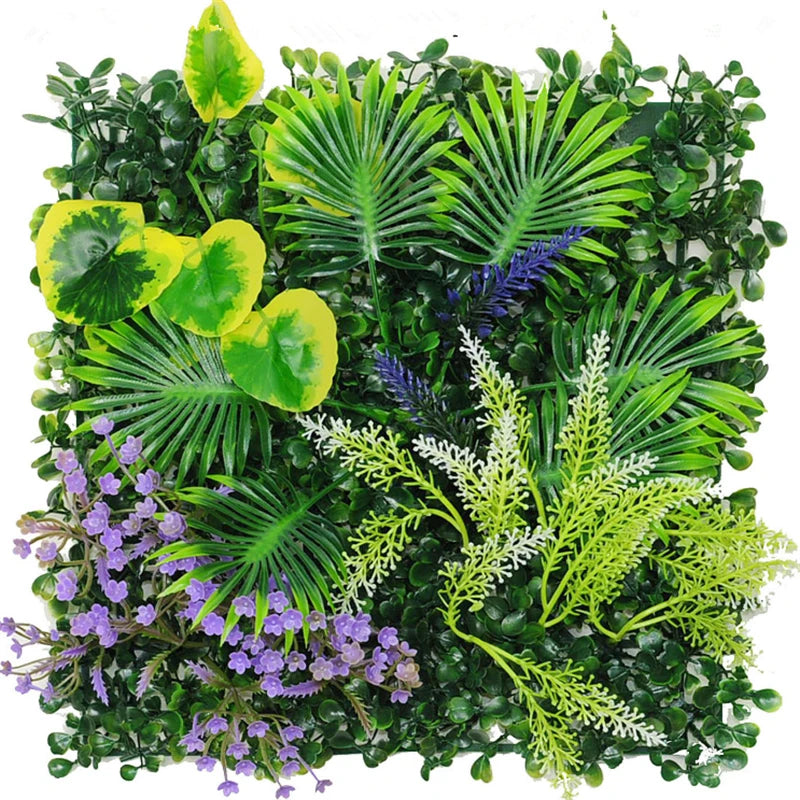 panneau mural plantes artificielles herbe verte fleurs blanches décoration jardin extérieur mur extérieur décoratif
