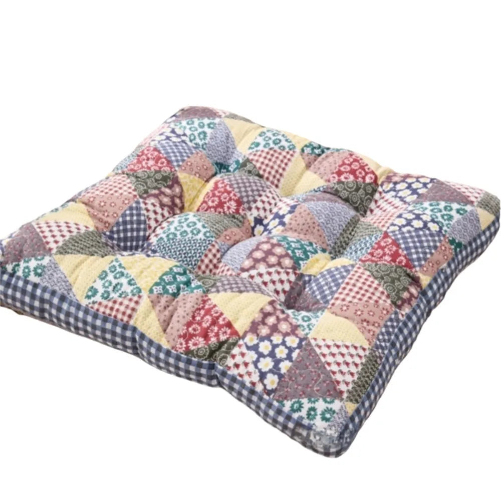 coussin chaise carré patchwork floral rose bleu doux coton épais imperméable