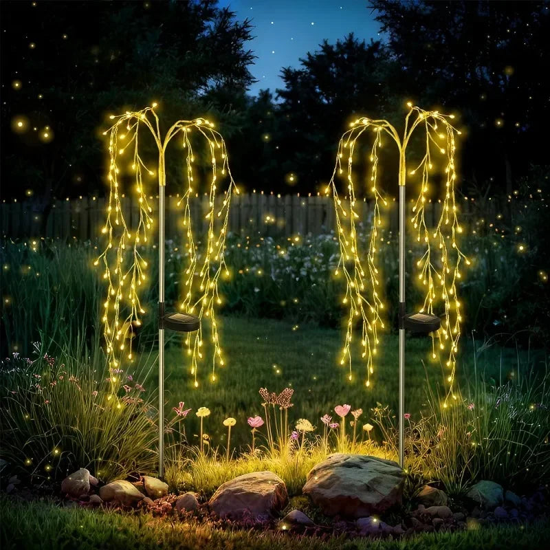 guirlande lumineuse solaire multicolore moderne clips waterproof extérieure led jardin décoration filaments fins