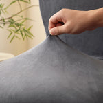 Housse chaise velours gris classique protection mariage banquet maison