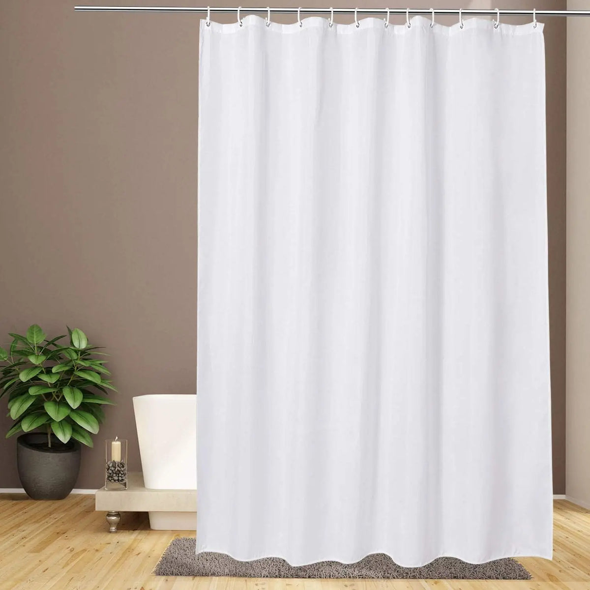 rideau douche blanc polyester moderne résistants largeur 120cm hauteur 180cmmodifiable