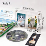 cadre photo moderne transparent clips acrylique photos chats fleurs roses