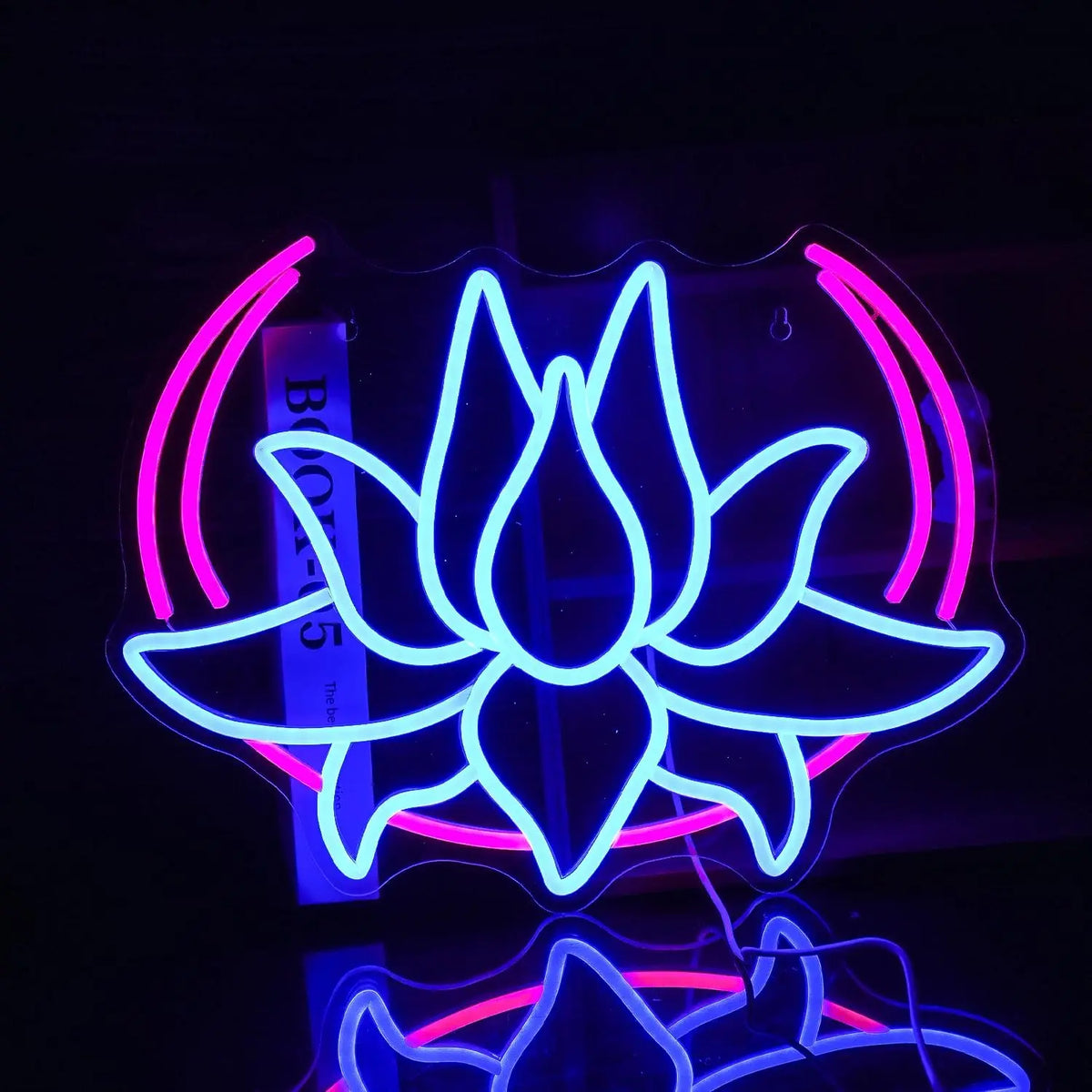 décoration murale néon fleur lotus bleu rose moderne transparent câble usb variable chambre salon