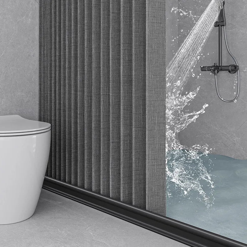 rideau douche gris blanc bleu rayures vertical opacité moderne fixe baignoire toile polyester tuftée