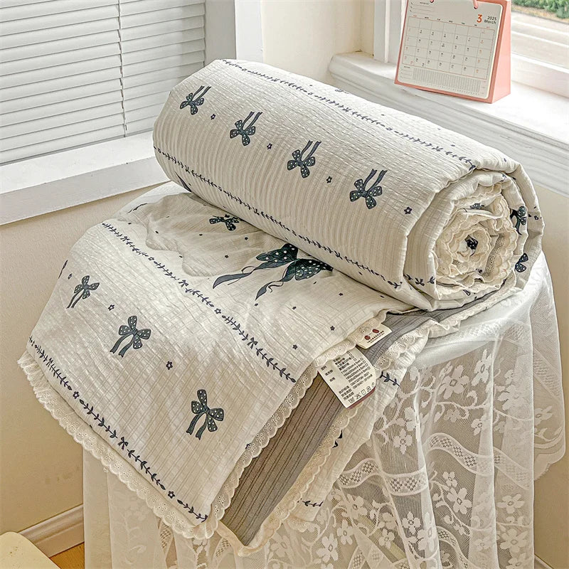 couette d'été imprimée floral vintage polyestère douce maison laver machine
