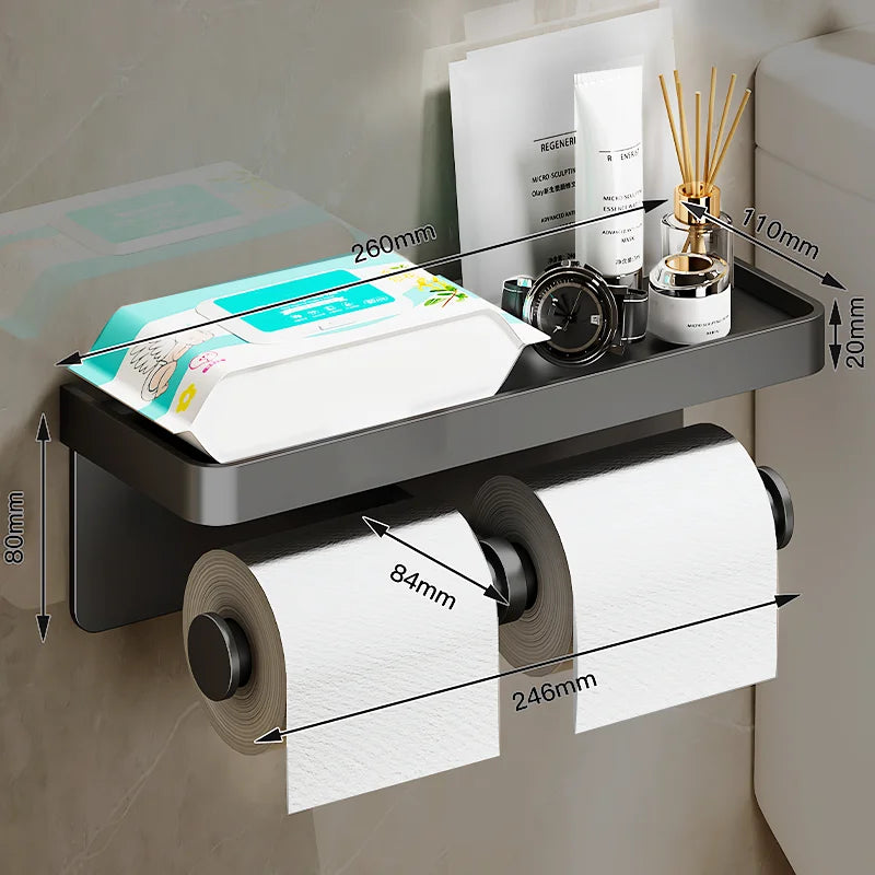 porte serviettes toilette moderne alliage d'aluminium noir fixé mur adhésif