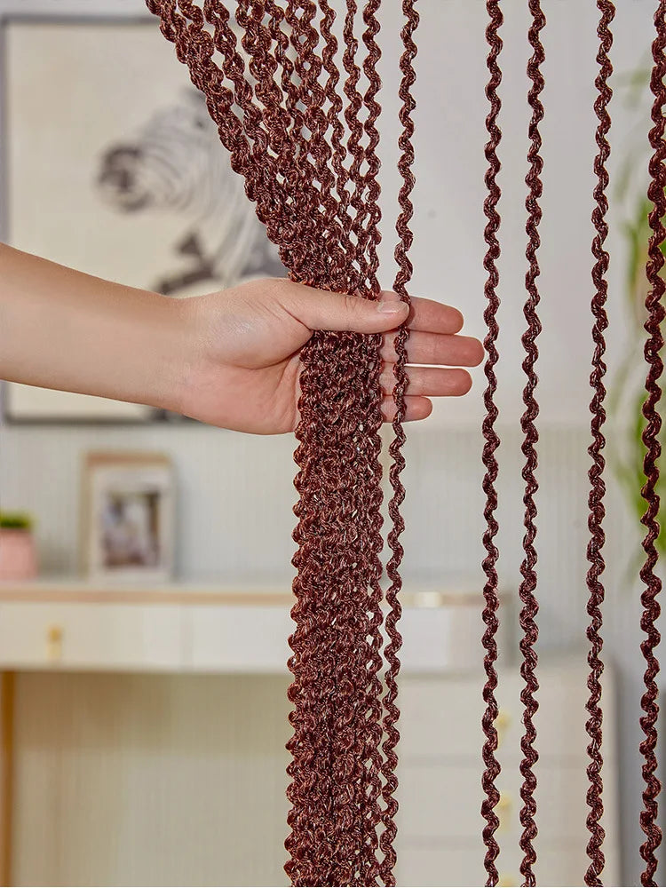 rideau polyester marron rayures ondulées moderne opacité 1x2m decoration interieur separation pièces mariage