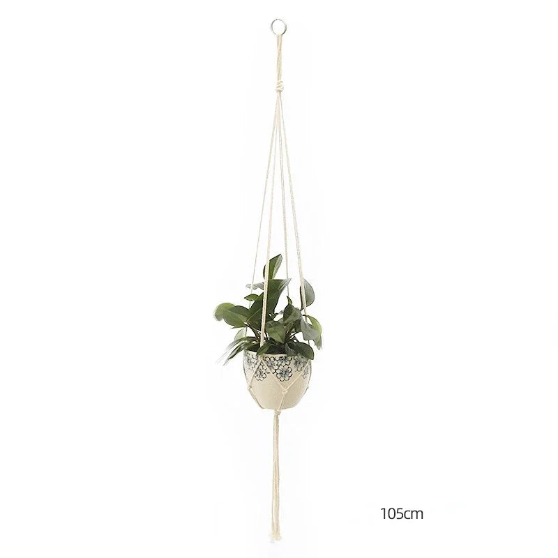 support plante suspendue macramé blanc cassé boho pot fleurs décoration balcon intérieur jardin