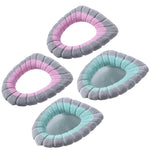 couvre siege toilette gris rose vert rayures horizontales doux confortable adhésif peluche coton