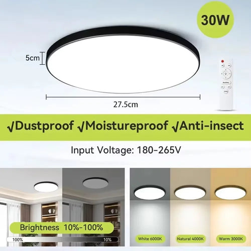 plafonnier led rond moderne blanc plat télécommande intelligent salon cuisine chambre maison