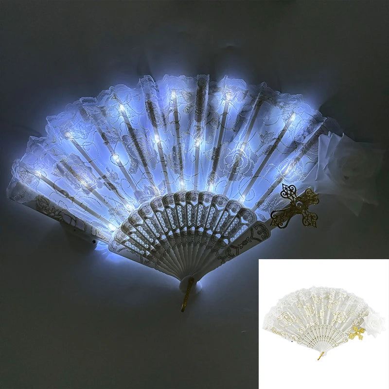 éventails lumineux dentelle roses brodées clips transparents classiques filles femmes