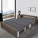 lit pliant moderne gris blanc tissu uni roulettes chambre coucher minimaliste tapis sol
