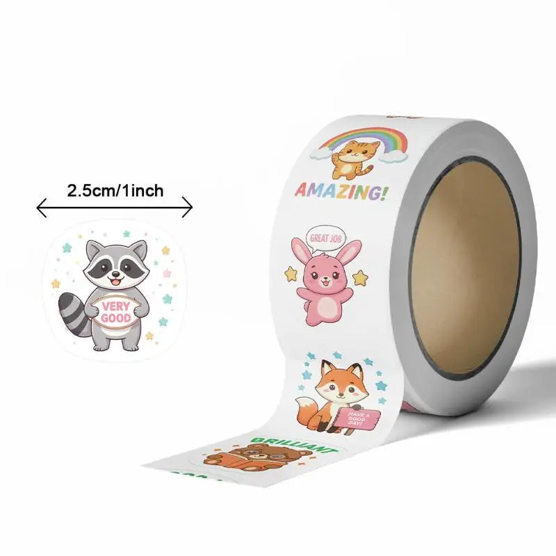 autocollants animaux dessin animé positifs phrases brillant bon travail heureux meilleure carte opaques adhésifs