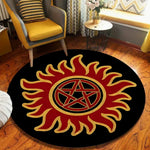 tapis pentagramme gothique moderne polypropylène polyester noir rouge floral chambre salonextérieur sdb