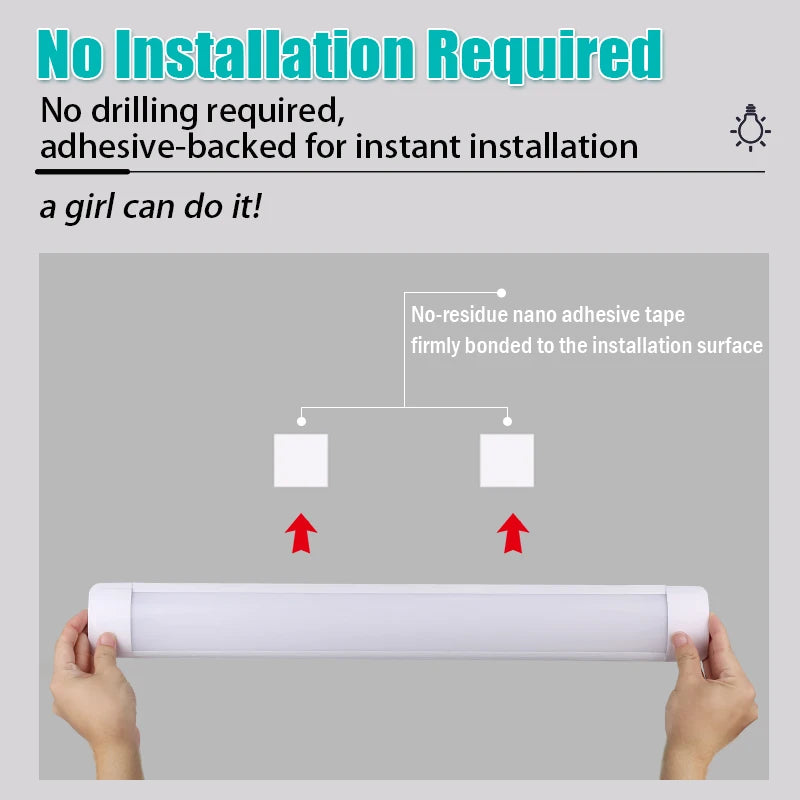tube led blanc moderne adhésif 60cm câble 1.8m vis fixation 220v 2700k 6500k