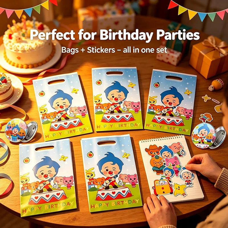sacs anniversaire dessins animés stickers autocollants poignées détachables personnages mignons motifs géométriques happy birthday