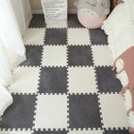 tapis modulable carreaux géométriques noir beige gris vert bleu rose moderne douillet insonorisant chambre