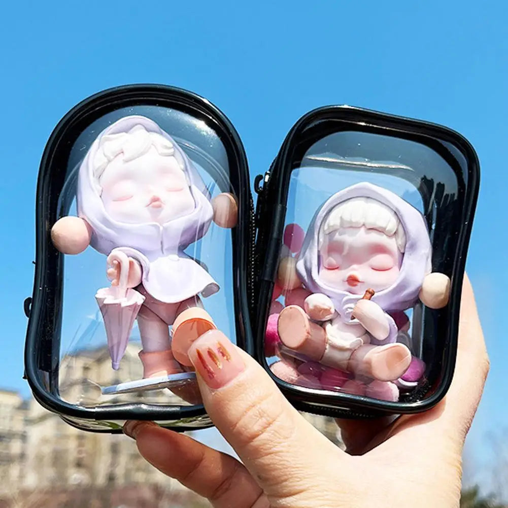 boîtes mystère transparentes accessoires poupées figurines clips personnages stylisés pop art transparentes enfants adolescents