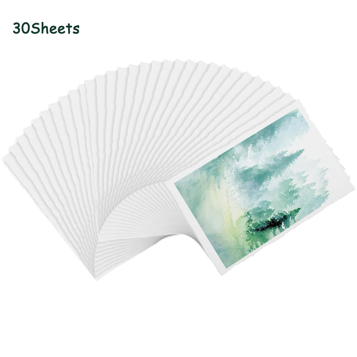 feuilles aquarelle blanc fleurs bleues texture rugueuse artisanal 300gsm clips pinceaux palette peinture boîte