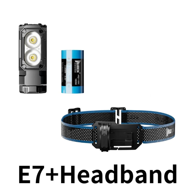 lampe frontale led 1800 lumens noir texturée moderne clip batterie aaa adaptateur