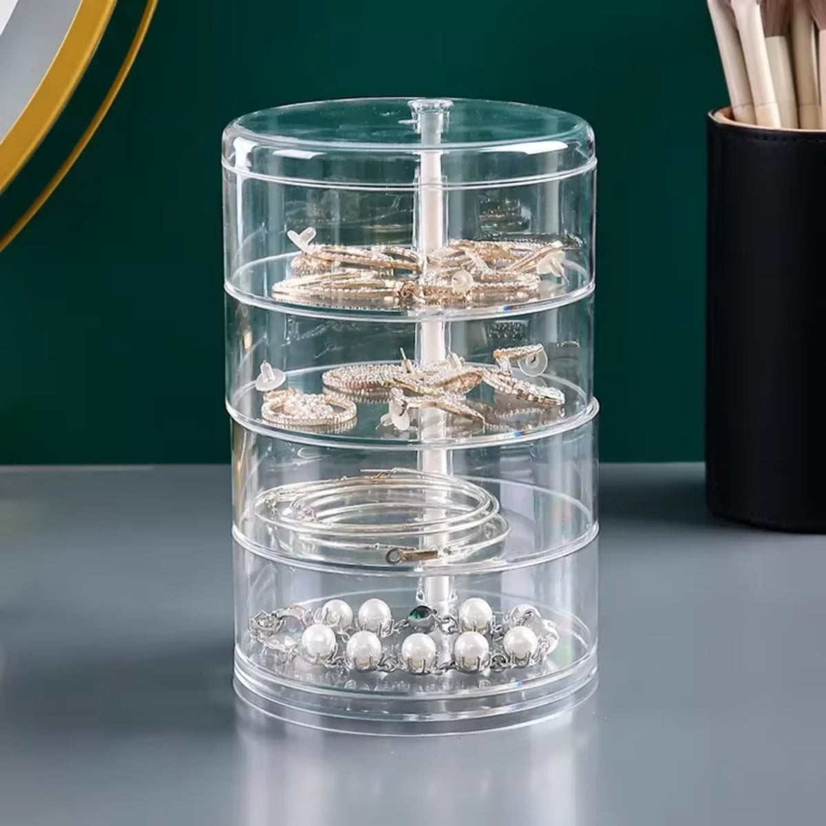 boîte bijoux rotative transparente moderne grande capacité couches organisateur minimaliste