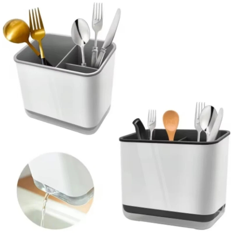 organisateur couverts blanc gris moderne adhésif cuillères fourchettes couteaux chopsticks kitchen organizer dish drying