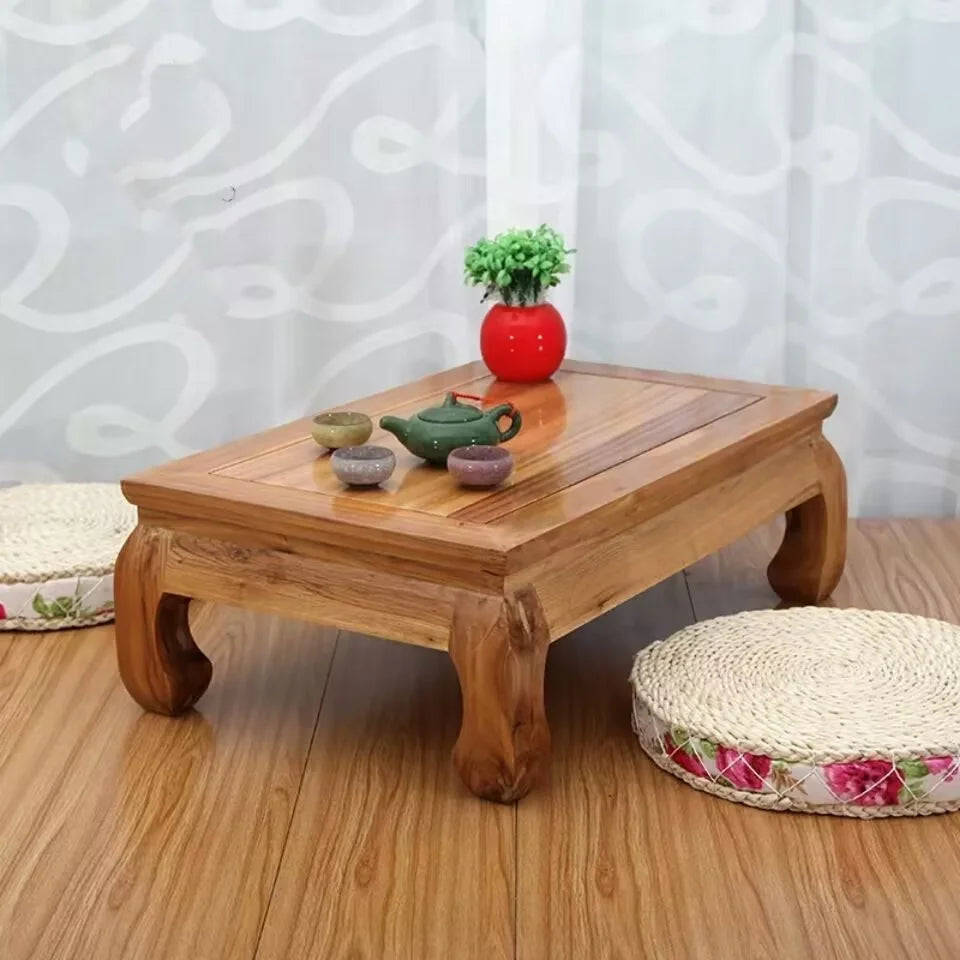 table basse bois naturelle classique minimaliste marron foncé sans fixation