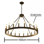 lustre industriel rustique pendentif noir cercles concentriques lumière moderne 4000K 3000K 6000K