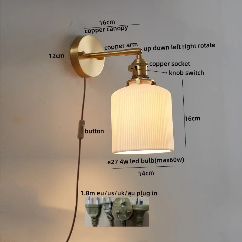 lampe murale moderne dorée blanche plissée fixée mur ampoule led e27 4w 60w