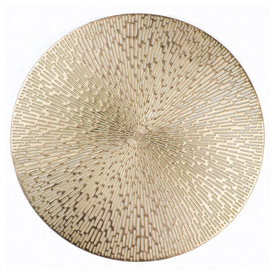Set de table doré rond en vinyle sur une table moderne