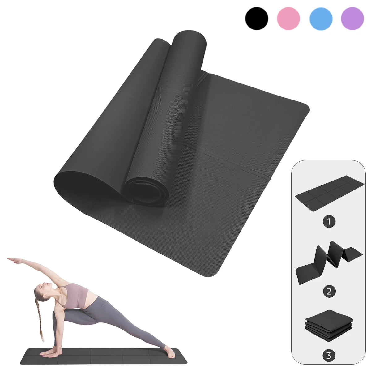 tapis yoga noir anti dérapant 4mm épaississement moderne fitness yoga pilates gymnastique