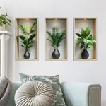 décoration murale plante artificielle feuilles vertes vases noirs moderne salon chambre