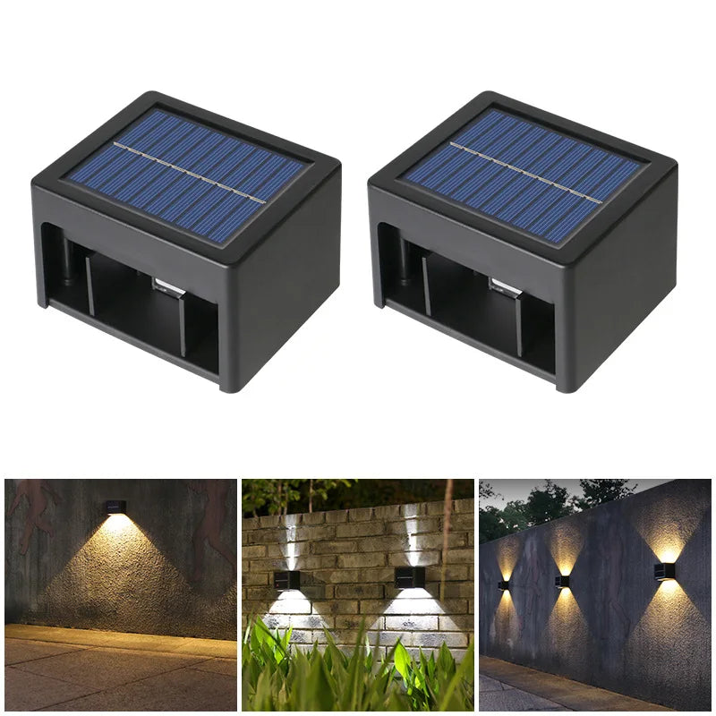 projecteur solaire mural led noir moderne ip65 extérieur jardin 60lm adjustable