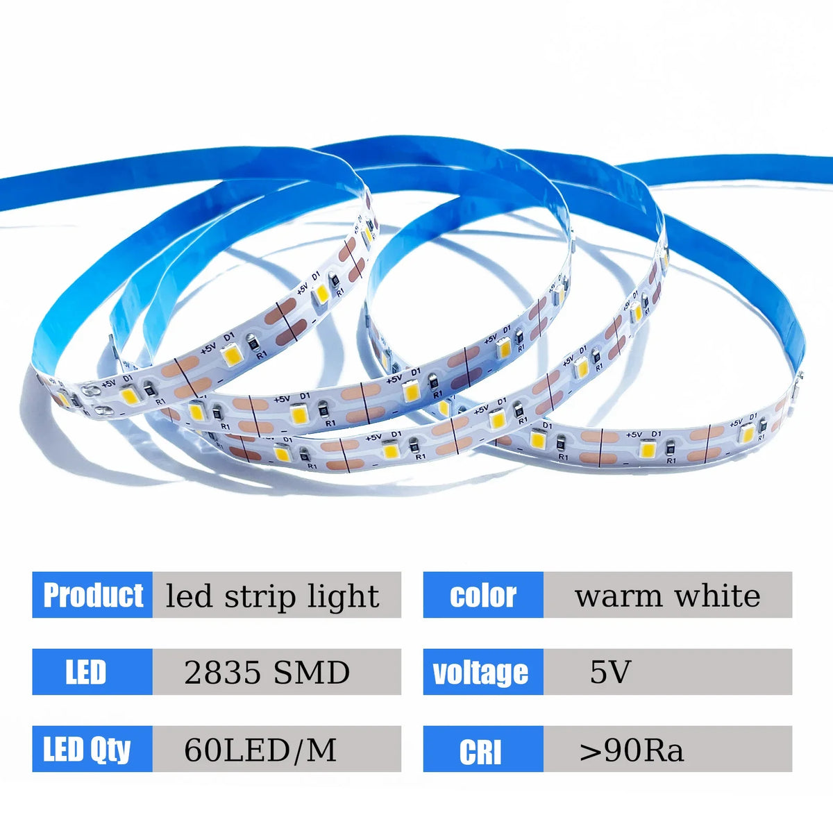 ruban led blanc chaud smd 2835 moderne adhésif cuttable rétroéclairage décoration enceinte usb