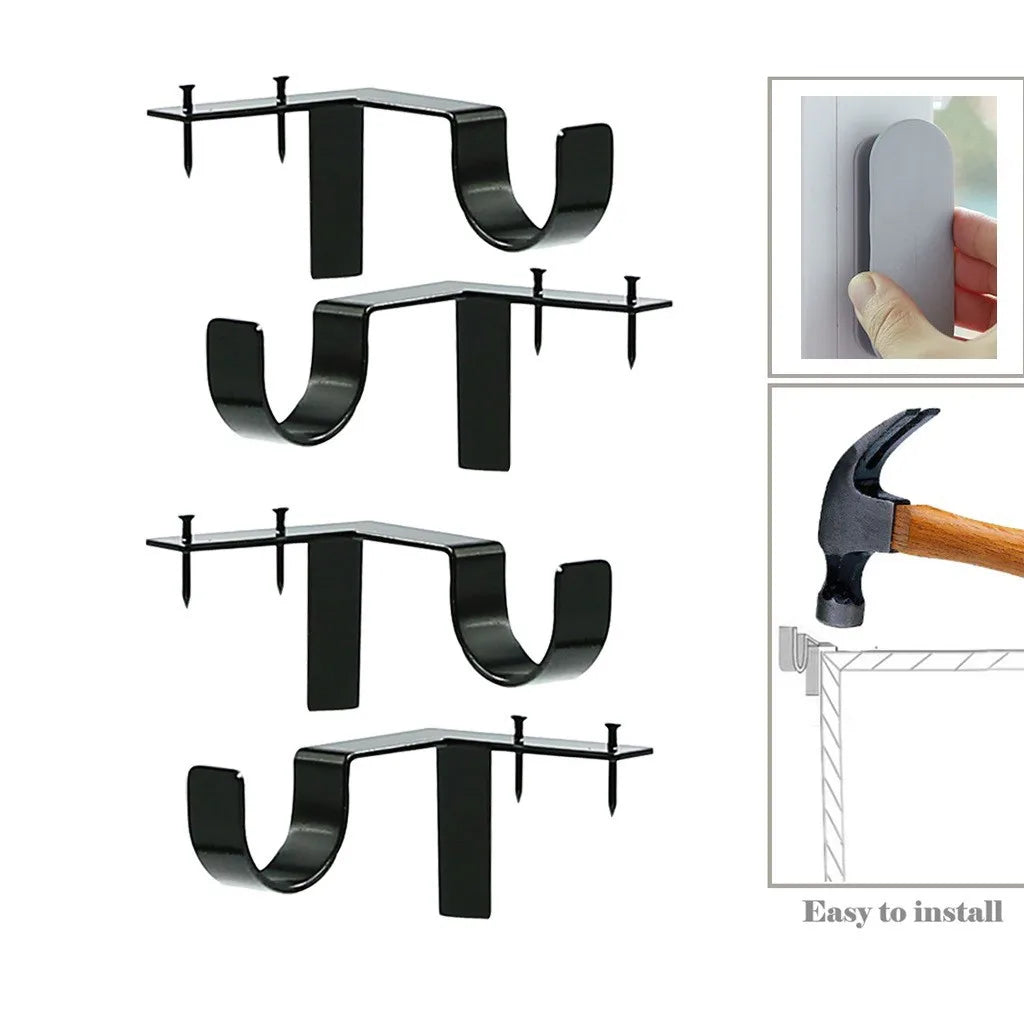 supports murals modernes rideaux noir argent simples opaques fixations fonctionnellements