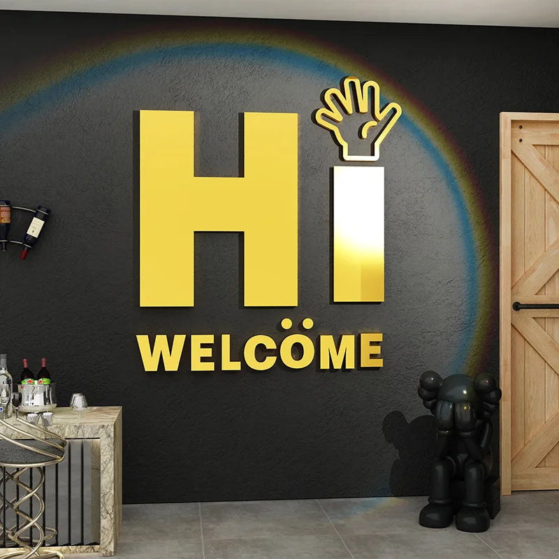 lettres 3d relief autocollant mural décoratif moderne couleur assortie mur intérieur