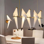chandelier moderne oiseaux suspension blanc doré fluo lumières fixations métal artistique